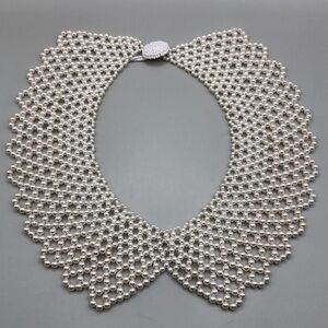 Vintage handmade large faux pearl collar shape necklace-statement look.